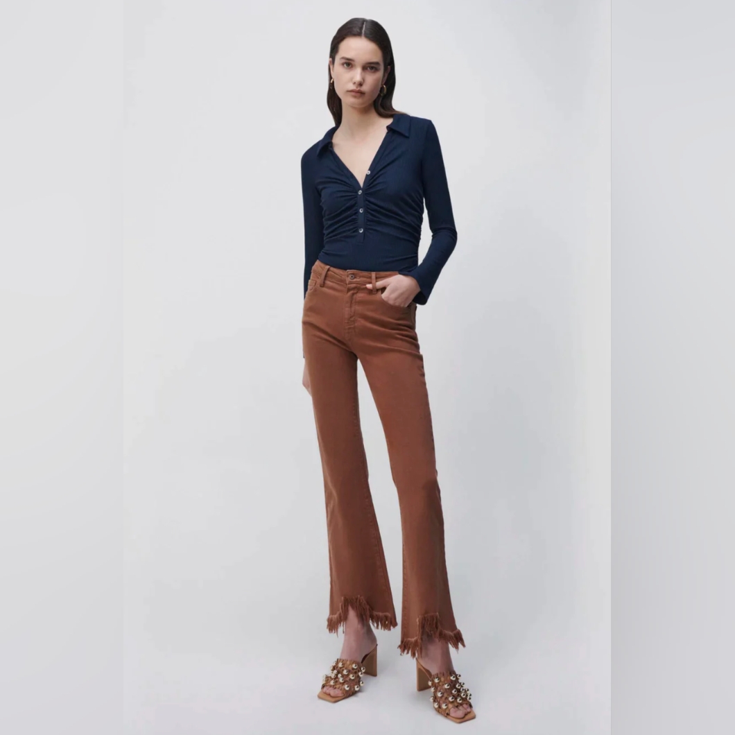 Jonathan Simkhai Blake Denim Bootcut Pant In Pecan  Sz 26